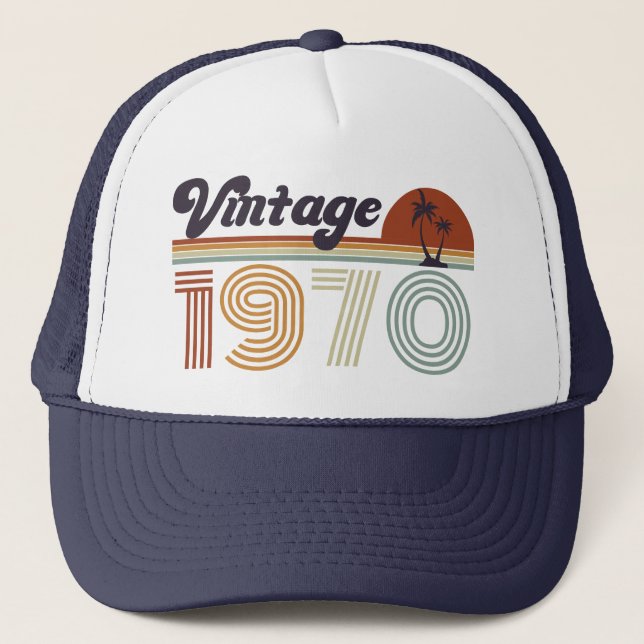 Retro 55th Birthday, Vintage 1970 Trucker Hat (Front)