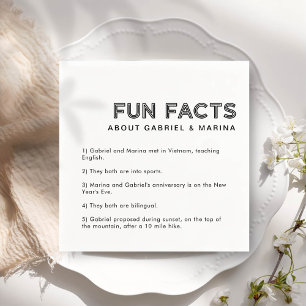 Retro 5 Fun Facts Wedding Napkin