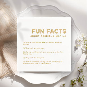 Retro 5 Fun Facts Wedding Napkin
