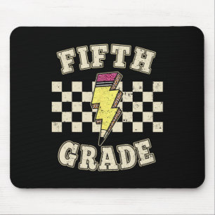 Retro 5th Fifth Grade Teacher Lightning Bolt Teach Mouse Mat