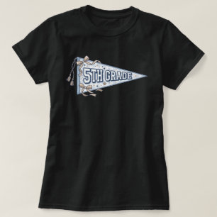 Retro 5th Grade School Pennant Coquette Bow T-Shirt