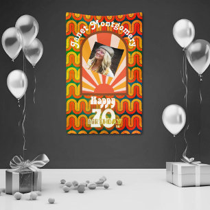 Retro 60’s Psychedelic Custom Photo 70th Birthday Banner