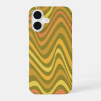 Retro 60s 70s Abstract Lines Pattern Green Yellow
