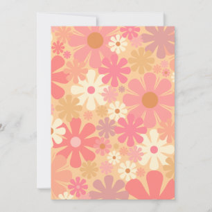 Retro 60s 70s Aesthetic Floral Pattern Pretty Pink Invitation