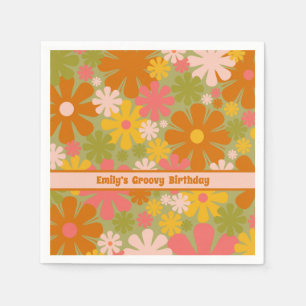 Retro 60s 70s Aesthetic Floral Personalised Napkin