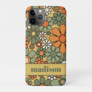 Retro 60s 70s Floral Pattern Personalised iPhone 11 Pro Case
