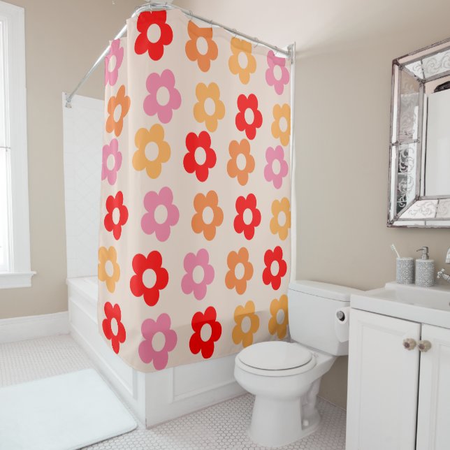 Retro 60s 70s flowers hippie shower curtain (In Situ)