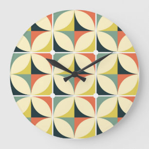Retro 60's 70's geometric pattern. large clock