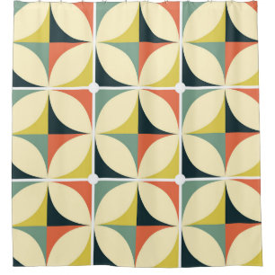 Retro 60's 70's geometric pattern. shower curtain
