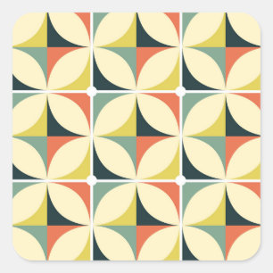 Retro 60's 70's geometric pattern. square sticker