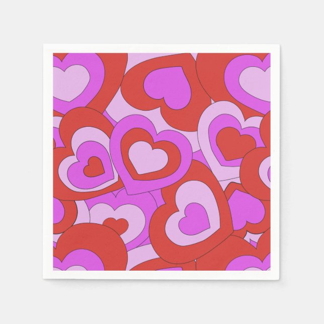 Retro 60s-70s Hearts Napkin (Front)