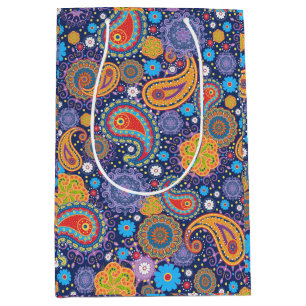 Retro 60s 70s Hippie Paisley Pattern Medium Gift Bag