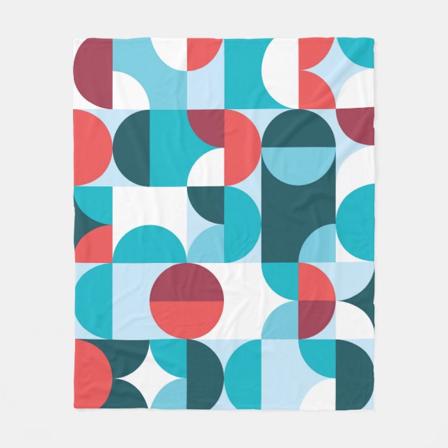 Retro 60's 70's minimalist pattern fleece blanket (Front)