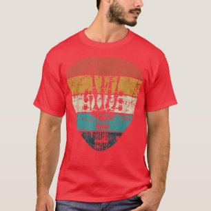 Retro 60s 70s Rock and Roll Skeleton Guitar Music  T-Shirt