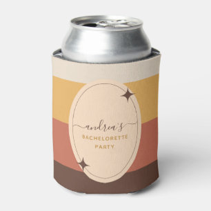 Retro 60s 70s Striped Bachelorette Party Groovy Can Cooler
