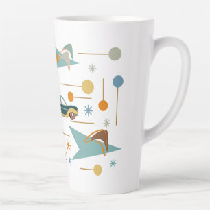 Retro 60s Car Trip to the Beach Latte Mug