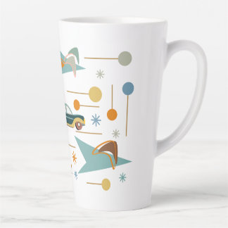 Retro 60s Car Trip to the Beach Latte Mug