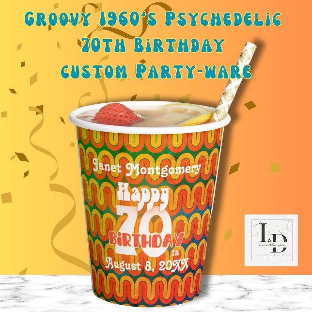Retro 60's Cheers to 70 Years Personalised Paper Cups (Creator Uploaded)