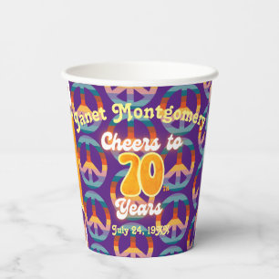 Retro 60's Cheers to 70 Years Personalised Paper Cups