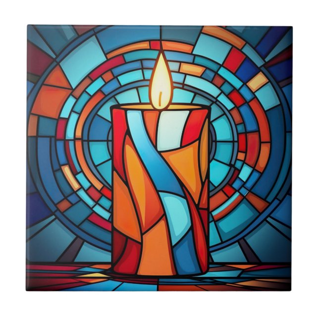 Retro 60s Christmas Candle  Tile (Front)