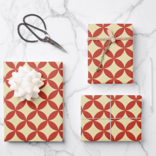 Retro 60s design red wrapping paper sheet