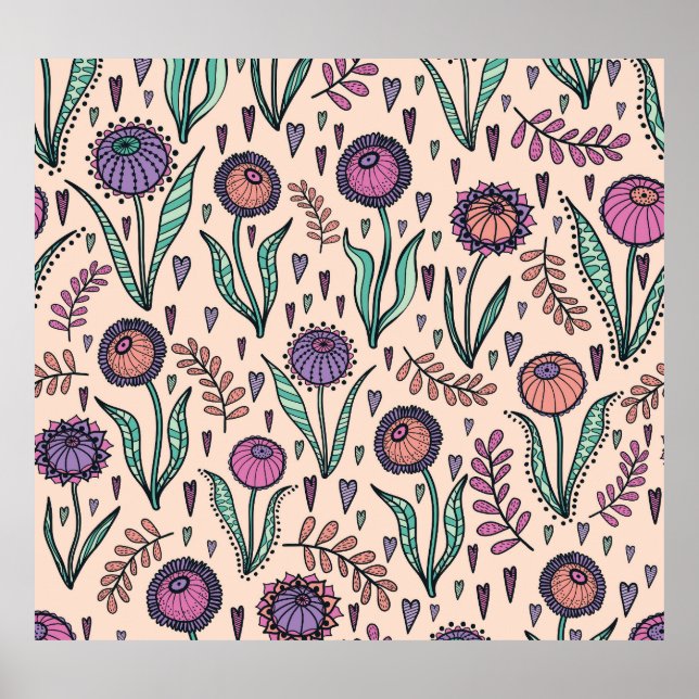 Retro 60s Floral: Home Decor Pattern (Front)