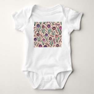 Retro 60s Floral: Home Decor Pattern Baby Bodysuit