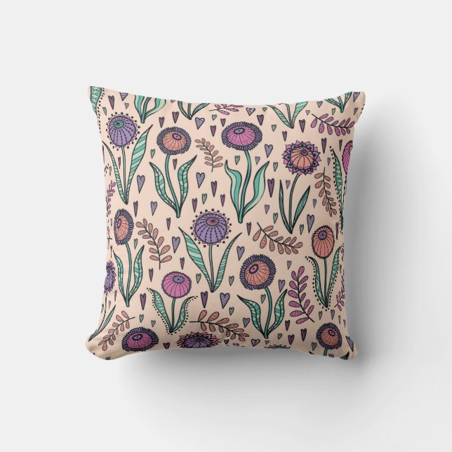 Retro 60s Floral: Home Decor Pattern Cushion (Front)