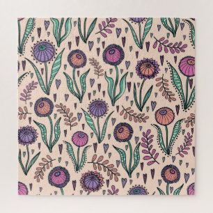 Retro 60s Floral: Home Decor Pattern Jigsaw Puzzle