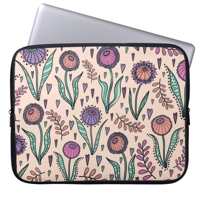 Retro 60s Floral: Home Decor Pattern Laptop Sleeve (Front)