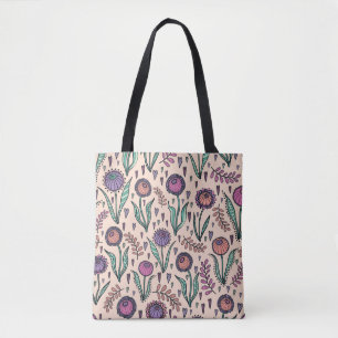 Retro 60s Floral: Home Decor Pattern Tote Bag