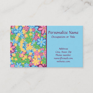 Retro 60s Flower Power Blue Purple Trendy Business Card
