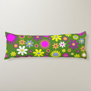 Retro 60s Flower Power Pop Culture Bedding Body Cushion
