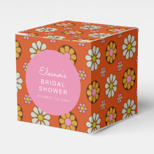 Retro 60s Flowers Orange Pink Bridal Shower Custom Favour Box