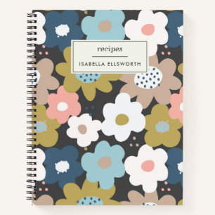 Retro 60s Groovy Floral Flower Personalised Recipe Notebook