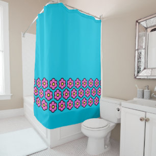 Retro 60s Groovy Flower Pattern Flowers Shower Curtain