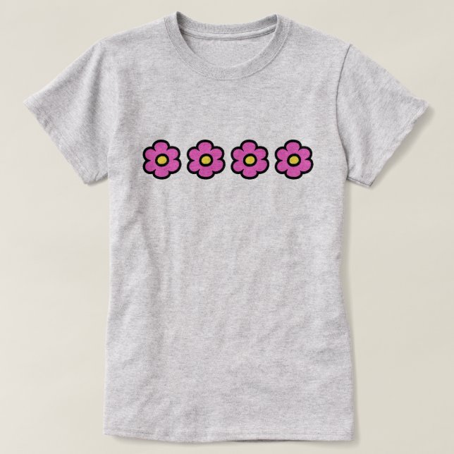 Retro 60s Groovy Flower Pattern Flowers T-Shirt (Design Front)