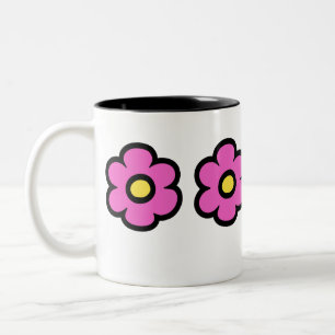Retro 60s Groovy Flower Pattern Flowers Two-Tone Coffee Mug