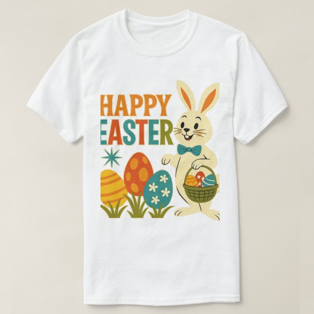Retro 60s Happy Easter Bunny –2025 T-Shirt (Design Front)