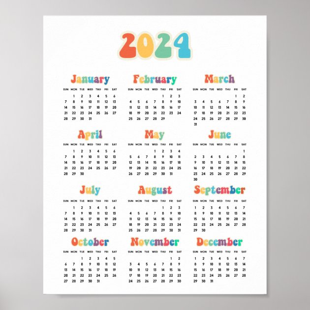 Retro 60s Hippie 2024 calendar Poster | Zazzle