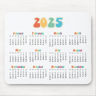 Retro 60s Hippie 2025 calendar Mouse Mat