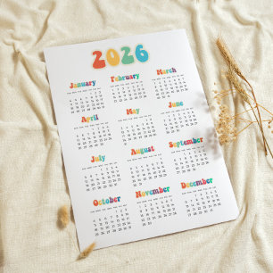 Retro 60s Hippie 2026 calendar Poster