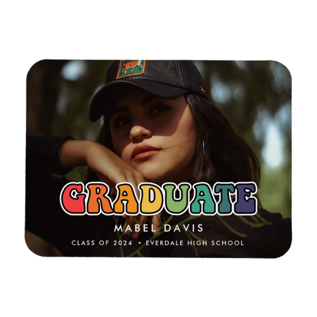 Retro 60s Hippie Fun Photo graduation Magnet (Horizontal)