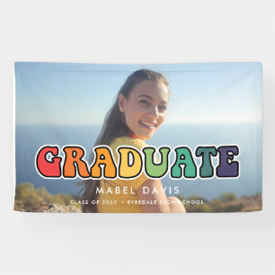 Retro 60s hippie Graduate photo graduation party Banner