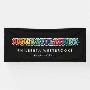 Retro 60s hippie Graduation party Congratulations Banner