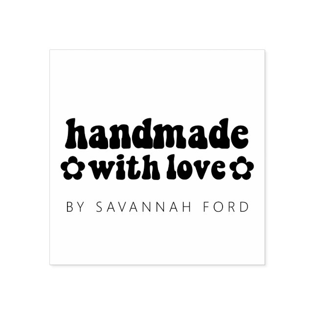 Retro 60s Hippie Handmade with love Rubber Stamp (Imprint)
