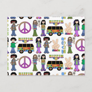 Retro 60s Hippie Love Peace Postcard