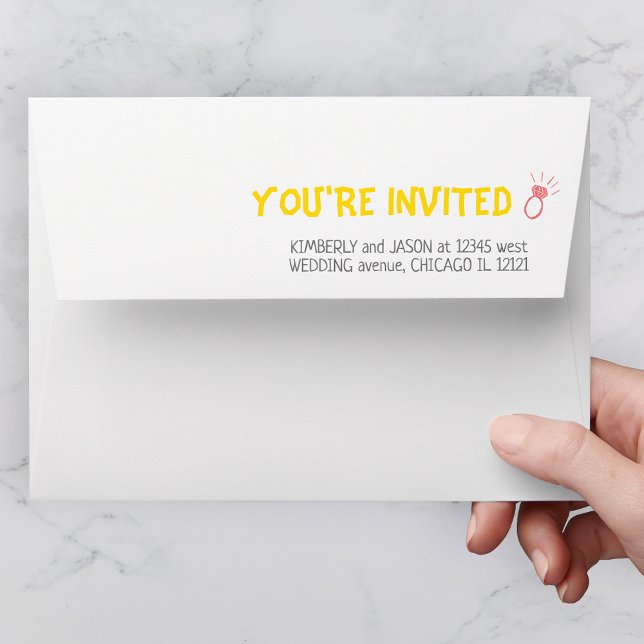 Retro 60s Mid-Century Modern Wedding Ring Bold Envelope (Creator Uploaded)