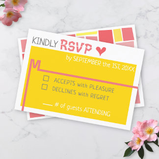 Retro 60s Mid-Century Modern Wedding RSVP Card