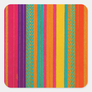 Retro 60s MOD Bright Stripes Square Sticker